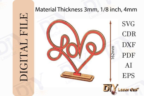 Soporte Decorativo Corazon De Amor Creativo Digital